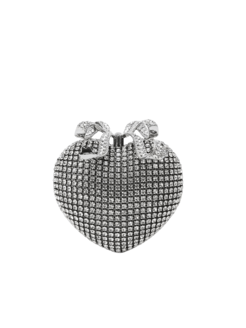 Silver Crystal Heart Clutch Silver by Self Portrait - Rental Hong Kong