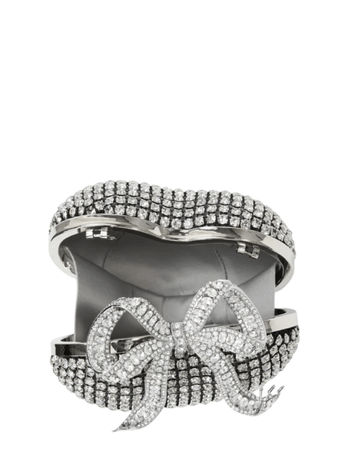 Silver Crystal Heart Clutch Silver by Self Portrait - Rental Hong Kong