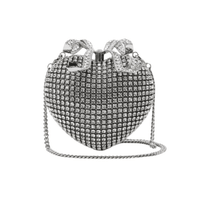 Silver Crystal Heart Clutch Silver by Self Portrait - Rental Hong Kong