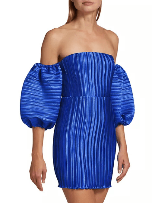 Sirene Pleated Off - The - Shoulder Minidress Blue by L&