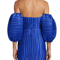 Sirene Pleated Off - The - Shoulder Minidress Blue by L'Idee - Rental Hong Kong
