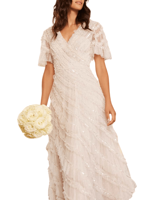 Spiral Sequin V - Neck Ankle Gown by Needle & Thread - Rental Hong Kong