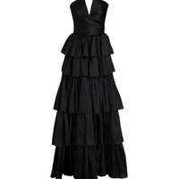 Strapless Tiered Studded Silk - Organza Gown by Rasario - Rental Hong Kong