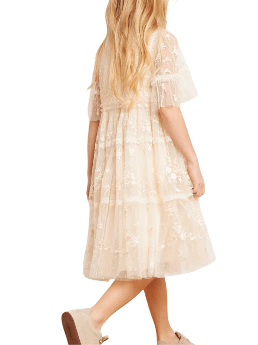 Sweetheart Lace Kids Dress Champagne by Needle & Thread - Rental Hong Kong