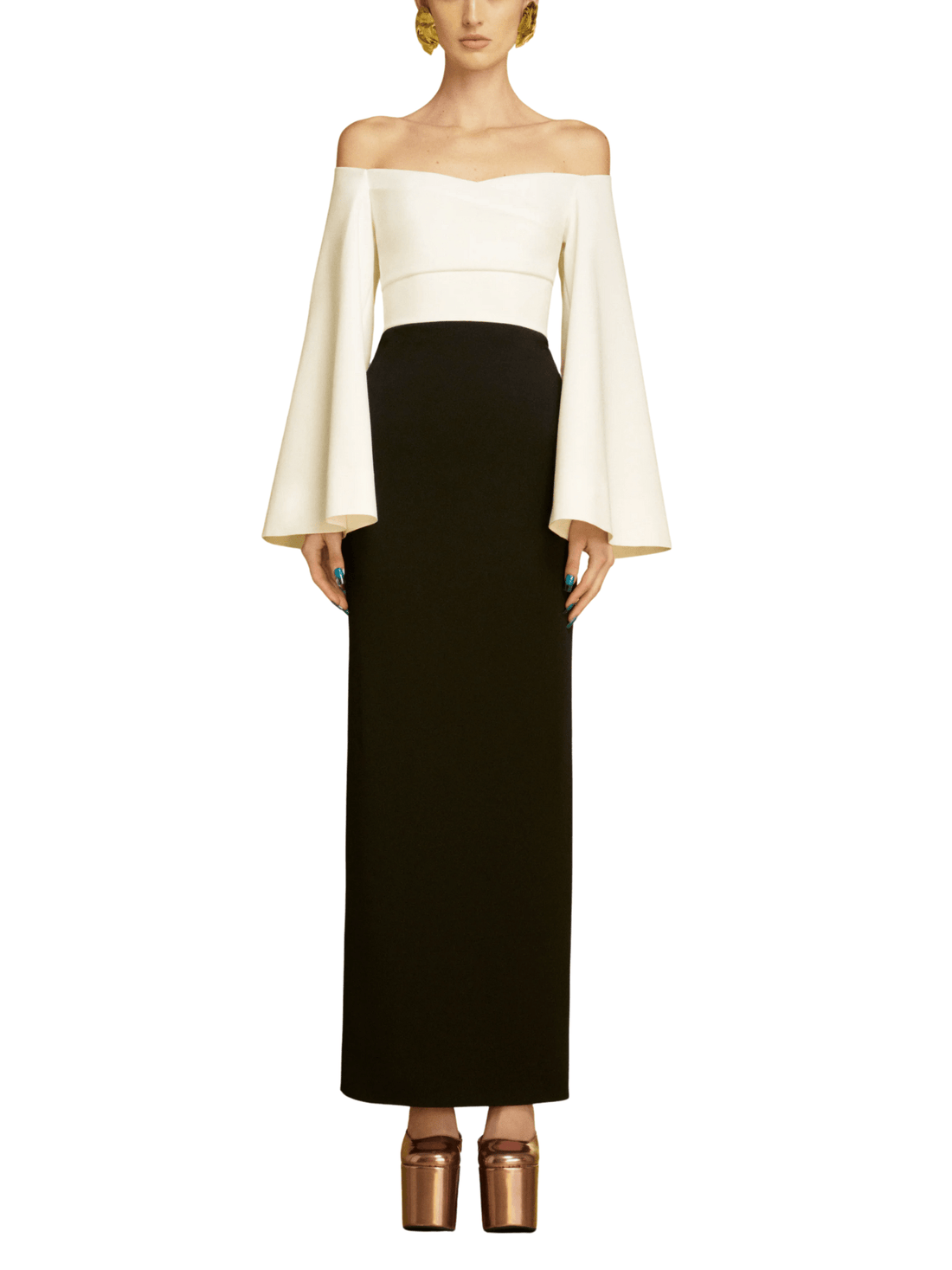 The Eliana Maxi Dress in Cream and Black by Solace London - Rental Hong Kong