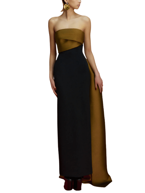 The Kinsley Maxi Dress Gold/Black by Solace London - Rental Hong Kong