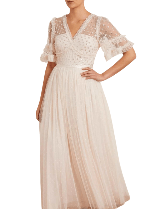 needle and thread green dress Daisy Wave Ankle Gown