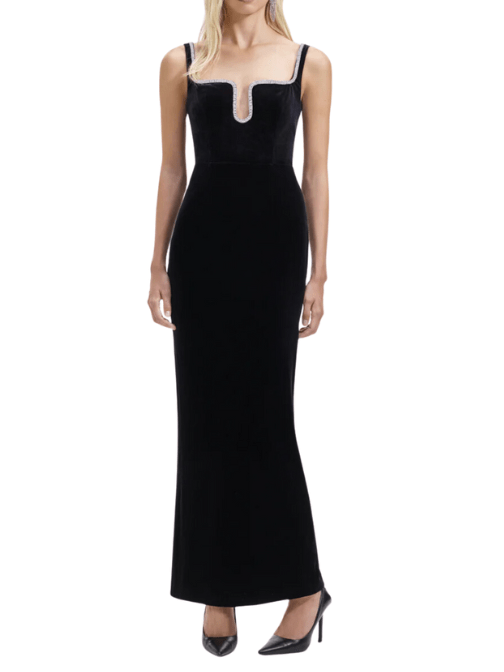 Velvet Maxi Dress Black by Self Portrait - Rental Hong Kong