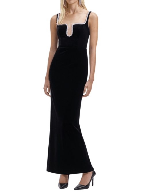 Velvet Maxi Dress Black by Self Portrait - Rental Hong Kong