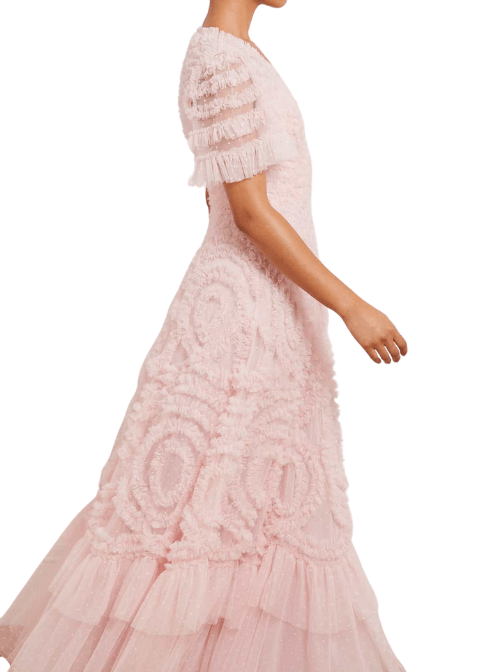 Verity Ruffle V - Neck Gown by Needle & Thread - Rental Hong Kong