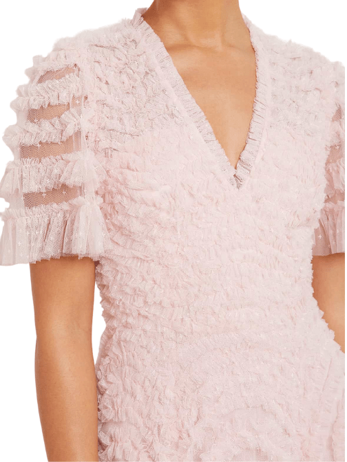 Verity Ruffle V - Neck Gown by Needle & Thread - Rental Hong Kong