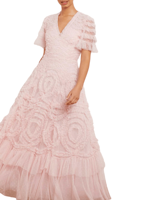 Verity Ruffle V - Neck Gown by Needle & Thread - Rental Hong Kong