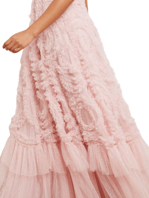 Verity Ruffle V - Neck Gown by Needle & Thread - Rental Hong Kong