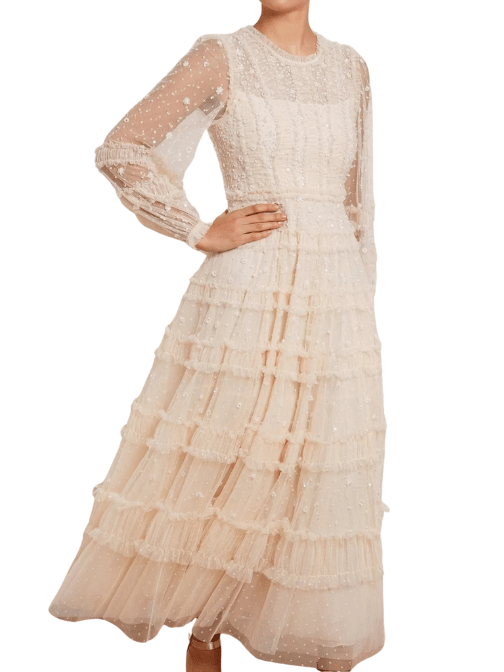 Violet Shimmer Ankle Gown by Needle & Thread - Rental Hong Kong