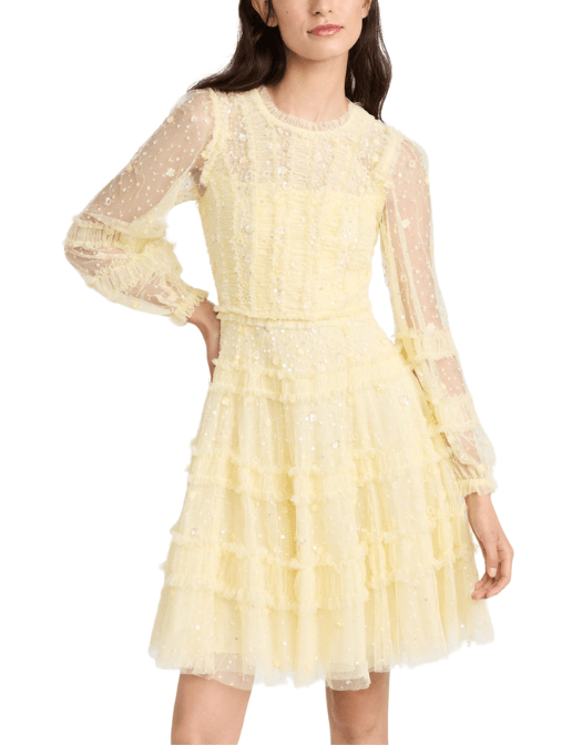Violet shimmer micro mini dress Yellow by Needle & Thread - Rental Hong Kong