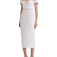 White Crepe Diamante Midi Dress White by Self Portrait - Rental Hong Kong
