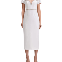 White Crepe Diamante Midi Dress White by Self Portrait - Rental Hong Kong